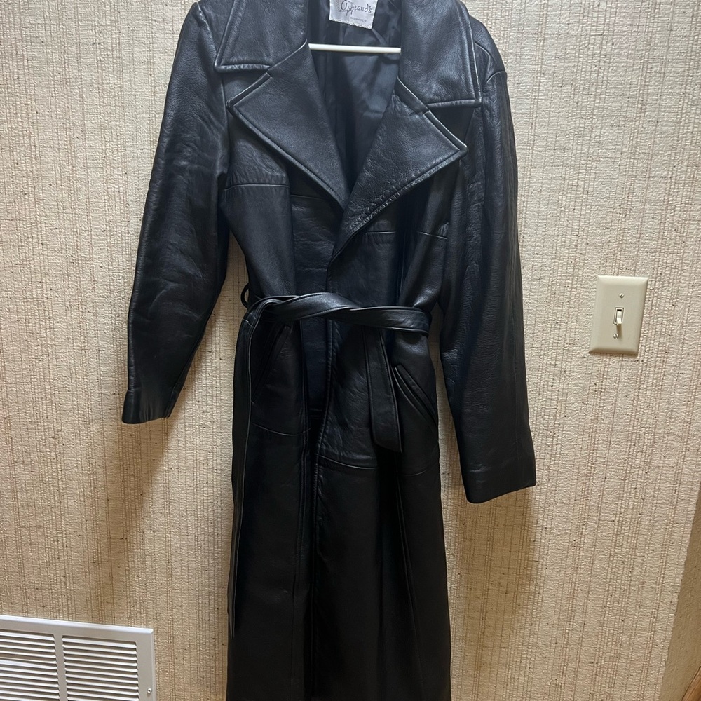 New England Sportswear Company Vintage Leather Black Trench Coat